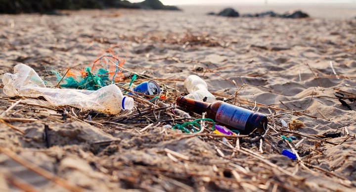 Beach litter at Crantock beach Cornwall Natasha Ewins