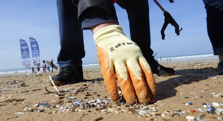 Microplastic waste on beach in Cornwall Richard Harrington
