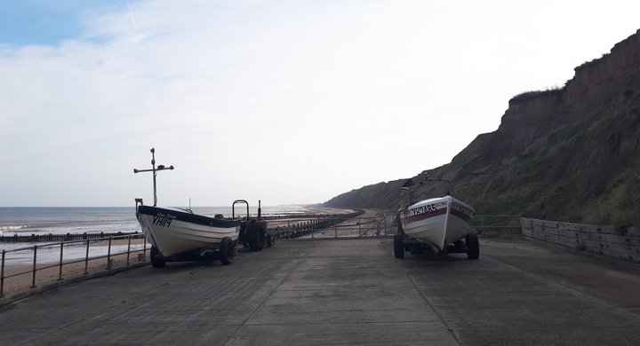 Boats on Mundesley beach, Norfolk - Alice Tebb